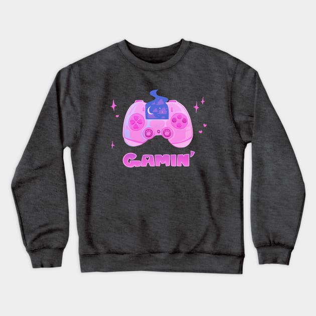 GAMIN’ - Pastel Pink Gaming Controller (cool) Crewneck Sweatshirt by silly cattos